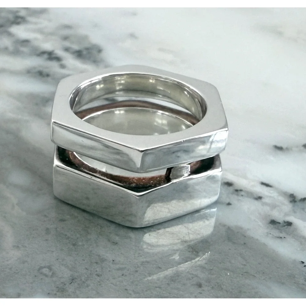 Gucci Trademark Sterling Silver Bolt Ring D 796390, Size 15 (US 7.25)